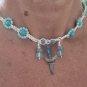 Shark Tooth Hemp necklace blue lowers  - 16"  - # 34
