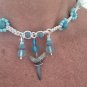 Shark Tooth Hemp necklace blue lowers  - 16"  - # 34