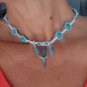 Shark Tooth Hemp necklace blue lowers  - 16"  - # 34