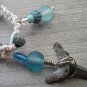 Shark Tooth Hemp necklace blue lowers  - 16"  - # 34