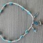 Shark Tooth Hemp necklace blue lowers  - 16"  - # 34