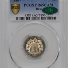 1867 SHIELD 5C, RAYS PR65 Cameo