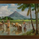 Fernando Amorsolo (1892-1972). Mayon Volcano, 1949. Oil on canvas laid on board. 27-1/2 x 39 inches Fernando Amorsolo (1892-1972). Mayon Volcano, 1949. Oil on canvas laid on board. 27-1/2 x 39 inches