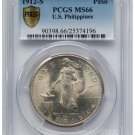 1912-S Peso Philippines Peso, KM-172, Allen 17.07, MS66 PCGS