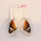 Orange and black Butterfly wing earrings #22