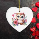 Valentine's Ornament Owl, Cute Heart Ceramic Valentine's Decor