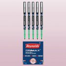 Reynolds TRIMAX GREEN - 5 COUNT | Roller Gel Point Pen set With Comfortable Grip |