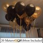AMFIN 10-inch Metallic Balloons Black Gold for Birthday Decoration (Pack of 50)