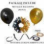 AMFIN 10-inch Metallic Balloons Black Gold for Birthday Decoration (Pack of 50)