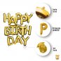 Happy Birthday 13 Letters Metallic Golden Foil Balloons Banner For Birthday Decoration
