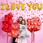 34pcs I Love You Foil Balloons  With Love Teddy Foil Balloons Decoration Items For Room