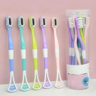 2 In 1 Soft Bristle Toothbrush With Tongue Cleaner With Storage Box (8 Pcs| Multicolour)