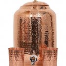 Ayurveda Copper Hammered Water Dispenser (Matka) 5ltr with 2 Pure Copper Glasses