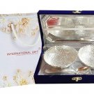 German Silver Brass Two Bowl with Two Spoon and with Single Tray with Beautiful Velvet Box Packing