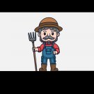 Cute Farmer Cartoon Character (svg, dxf, png, jpeg)