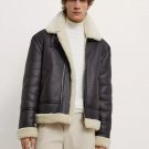 Men's Black Aviator B3 Bomber Jacket Genuine Sheep Leather lined Shearling Coat