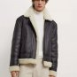 Men's Black Aviator B3 Bomber Jacket Genuine Sheep Leather lined Shearling Coat