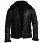 Men's Black Bomber Aviator B3 Fur Shearling Flying Pilot Real Sheepskin Jacket