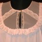 VINTAGE PINK NYLON BABYDOLL LACE NIGHTGOWN GOWN LINGERIE CHIFFON RUFFLE KEYHOLE LARGE/XL