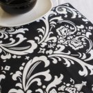 TABLE SQUARE Damask White Print on Black Traditions Osborne 20" TABLE SQUARE Damask White Print on Black Traditions Osborne 20"