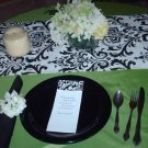 Damask Table Runner Black and White 72" long Traditions