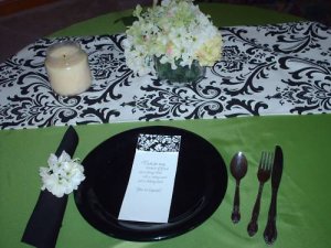 Damask Table Runner Black and White 72" long Traditions