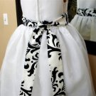 Damask sash Traditions black white for flower girl dress Damask sash Traditions black white for flower girl dress