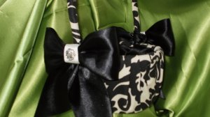 Damask Black Ivory Ring Pillow,  Flower Girl Basket