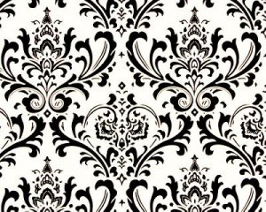 Damask Table Square Black White Bridal Traditions  24"