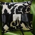 DAMASK RINGBEARER PILLOW Ring Pillow Black Ivory Waverly Onyx with Rhinestone Accent DAMASK RINGBEARER PILLOW Ring Pillow Black Ivory Waverly Onyx with Rhinestone Accent