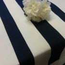LARGE STRIPED TABLE RUNNER navy and white 9' long wedding nautical home decor LARGE STRIPED TABLE RUNNER navy and white 9' long wedding nautical home decor