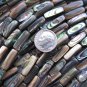 Natural Abalone Shell BEADS 16x5mm Freeform tube multicolor drilled bead supply making jewelry