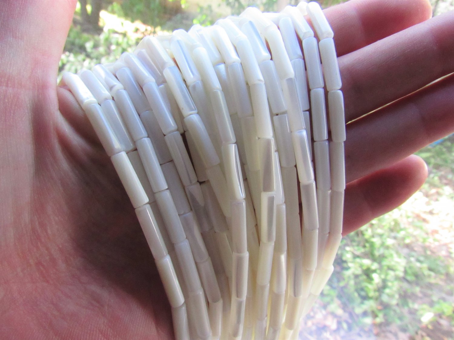 Nice WHITE Shell BEADS Natural TROCHUS 13x4mm tube bead supply Strand Drilled Cylinder