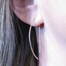 Sterling Silver EARRINGS handmade MINIMALIST Threader Half HOOP 1.5" Open Angular lightly hammered