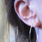 Sterling Silver EARRINGS handmade MINIMALIST Threader HOOPS 1.25" Open Hoop wire lightly hammered
