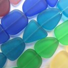 Cultured Sea Glass BEADS 22-24mm flat free form Assorted BOLD 5 strands supply