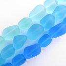 Cultured Sea Glass BEADS 15mm Light AQUA SEAFOAM Drilled Freeform Nugget supply