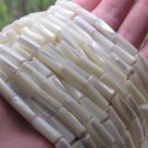 Bead Supply Mother of Pearl BEADS 14x6mm tube White Shell mop 10 strand hank
