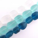 Cultured Sea Glass BEADS 15mm Freeform Nugget SEAFOAM Assorted matte bead supply
