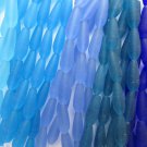 Cultured Sea Glass BEADS 18x6mm length drilled teardrop BLUE BULK bead supply
