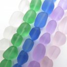 Cultured Sea Glass BEADS 15mm Nugget free form 5 ASSORTED frosted bead supply