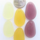 Oval GLASS PENDANTS 33x20mm frosted matte assorted Yellow PURPLE bead supply