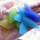 Cultured Sea Glass PENDANTS 48x22mm 10 pc Large SHARD assorted YELLOW GREEN BLUE