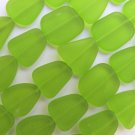 Cultured Sea Glass BEADS 15mm OLIVE GREEN frosted bead supply for making jewelry