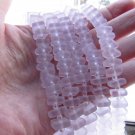 Cultured Sea Glass BEADS 8x9mm PINK square spacer frosted bead jewelry supply