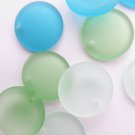 Cultured Sea Glass PENDANTS 25mm COIN light BLUE GREEN beads supply jewelry