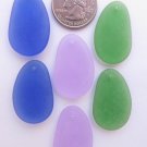 Cultured Sea Glass 33x20mm PENDANTS matte frosted BOLD beads bead supply