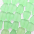 Cultured Sea Glass BEADS 15mm LIGHT GREEN frosted bead supply for making jewelry
