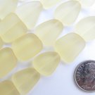Cultured Sea Glass BEADS 15mm YELLOW free form matte bead supply making jewelry