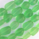 Cultured Sea Glass BEADS 15mm nugget Light Green length drilled 5 Strands
